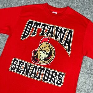 Vintage Ottawa Senators Shirt Mens Medium Red Big‎ Logo NHL Hockey 90s Y2K Tee